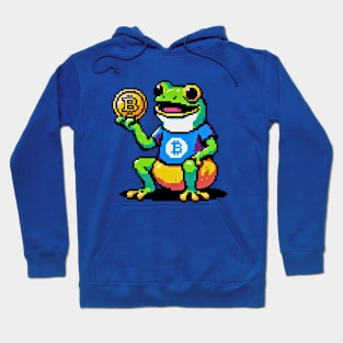 8-Bit Bitcoin Frog - Pixelated Cryptocurrency Art Hoodie